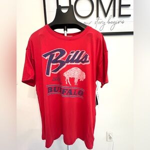 NWT Women's Buffalo Bills 47 Brand T-Shirt Size Oversized Medium Racer Red